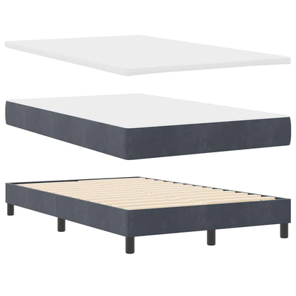 LED Boxspringbett mit Matratze Dunkelgrau 120 x 190 cm Samt