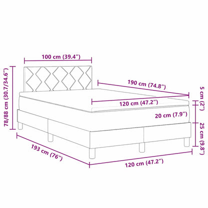 LED Boxspringbett mit Matratze Dunkelgrau 120 x 190 cm Samt