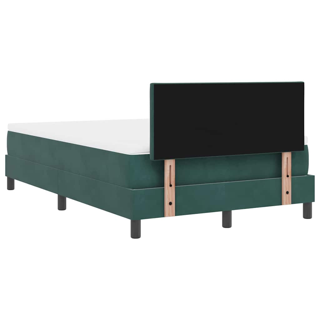vidaXL LED Boxspringbett mit Matratze Dunkelgrün 120 x 190 cm Samt
