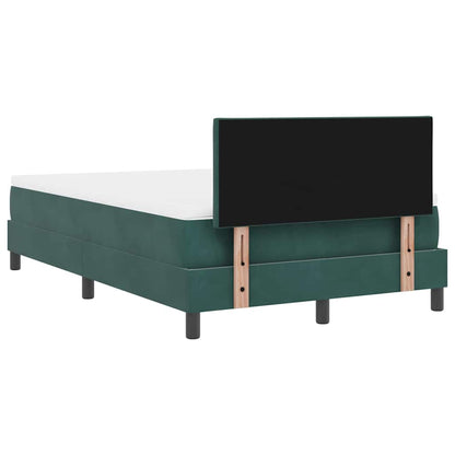 vidaXL LED Boxspringbett mit Matratze Dunkelgrün 120 x 190 cm Samt