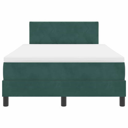 vidaXL LED Boxspringbett mit Matratze Dunkelgrün 120 x 190 cm Samt