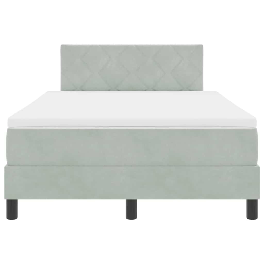 LED Boxspringbett mit Matratze Hellgrau 120 x 200 cm Samt