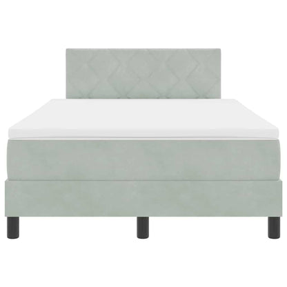 LED Boxspringbett mit Matratze Hellgrau 120 x 200 cm Samt