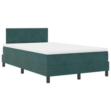 vidaXL LED Boxspringbett mit Matratze Dunkelgrün 120 x 200 cm Samt