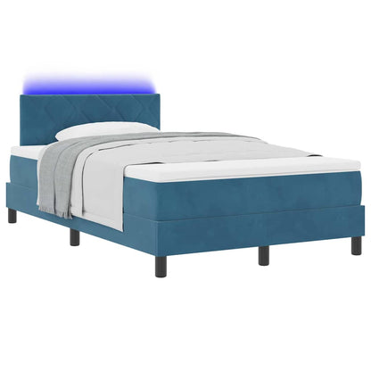 LED Boxspringbett mit Matratze Dunkelblau 120 x 200 cm Samt