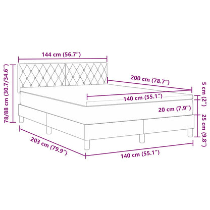 LED Boxspringbett mit Matratze Dunkelgrün 140 x 200 cm Samt