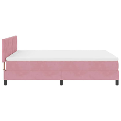 LED Boxspringbett mit Matratze mit LED Rosa 160 x 200 cm Samt