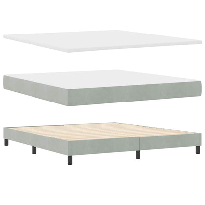 LED Boxspringbett mit Matratze Hellgrau 180 x 200 cm Samt