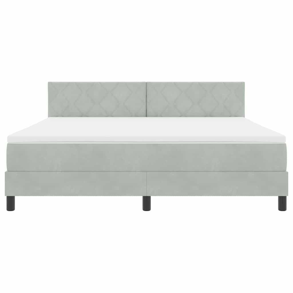 LED Boxspringbett mit Matratze Hellgrau 180 x 200 cm Samt