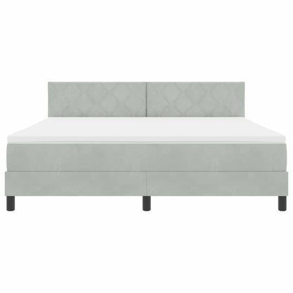 LED Boxspringbett mit Matratze Hellgrau 180 x 200 cm Samt