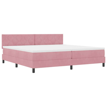 LED Boxspringbett mit Matratze mit LED Rosa 200 x 200 cm Samt