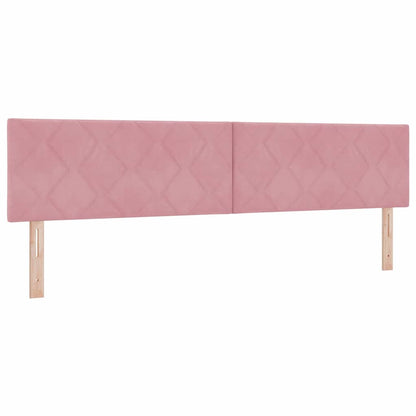 LED Boxspringbett mit Matratze mit LED Rosa 200 x 200 cm Samt