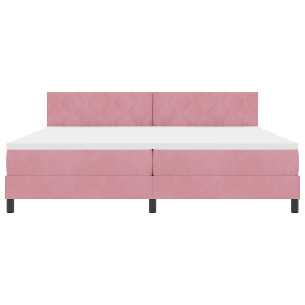 LED Boxspringbett mit Matratze mit LED Rosa 200 x 200 cm Samt