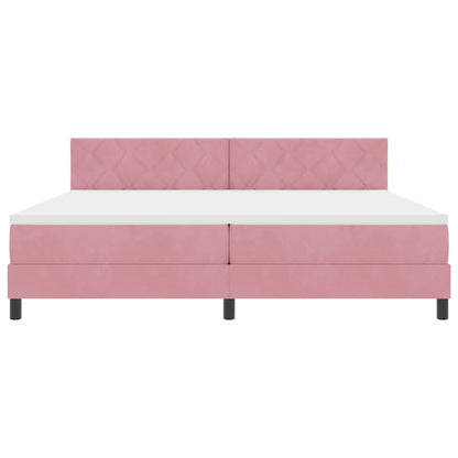 LED Boxspringbett mit Matratze mit LED Rosa 200 x 200 cm Samt