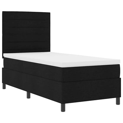 Boxspringbett mit Matratze mit LED Schwarz 80 x 200 cm Stoff
