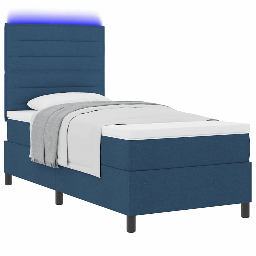 Boxspringbett mit Matratze mit LED Blau 80 x 200 cm Stoff