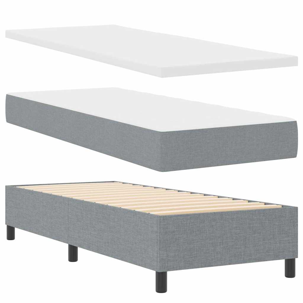 Boxspringbett mit Matratze mit LED Hellgrau 90 x 190 cm Stoff