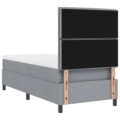 Boxspringbett mit Matratze mit LED Hellgrau 90 x 190 cm Stoff