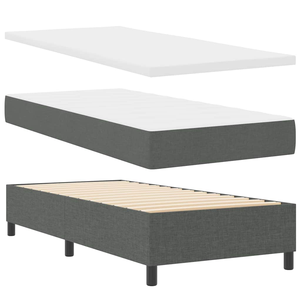 Boxspringbett mit Matratze mit LED Dunkelgrau 90 x 200 cm Stoff