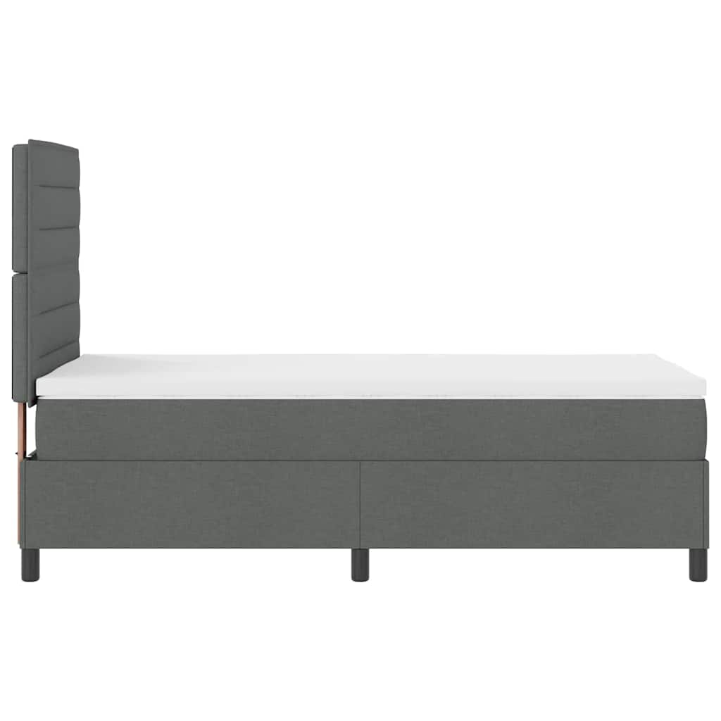 Boxspringbett mit Matratze mit LED Dunkelgrau 90 x 200 cm Stoff