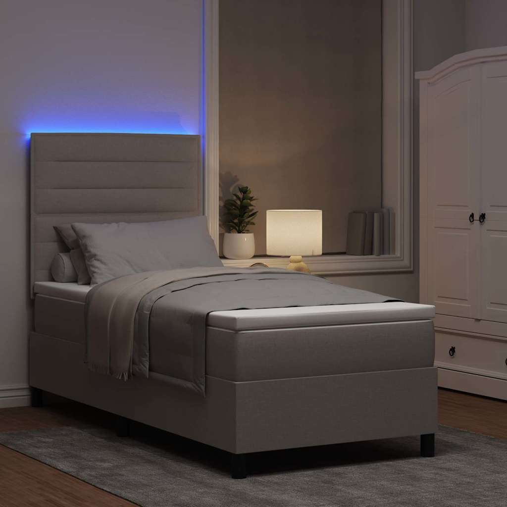 Boxspringbett mit Matratze mit LED Taupe 90 x 200 cm Stoff