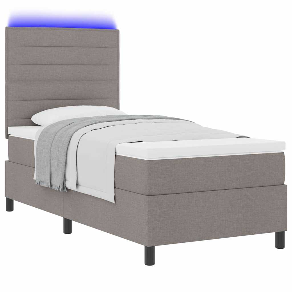 Boxspringbett mit Matratze mit LED Taupe 90 x 200 cm Stoff