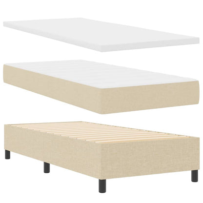 Boxspringbett mit Matratze mit LED Creme 90 x 200 cm Stoff
