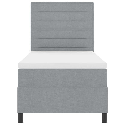 Boxspringbett mit Matratze mit LED Hellgrau 100 x 200 cm Stoff