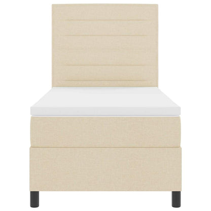 Boxspringbett mit Matratze mit LED Creme 100 x 200 cm Stoff