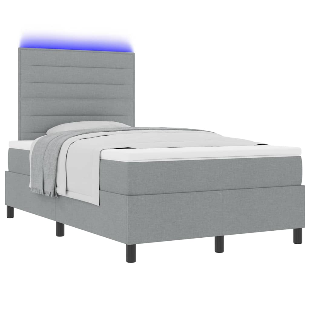 Boxspringbett mit Matratze mit LED Hellgrau 120 x 190 cm Stoff