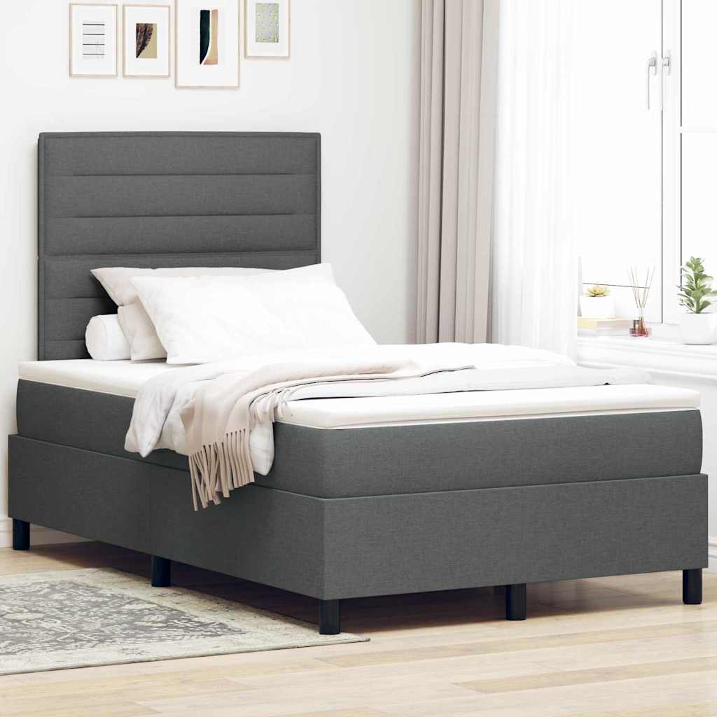 Boxspringbett mit Matratze Dunkelgrau 120 x 190 cm Stoff