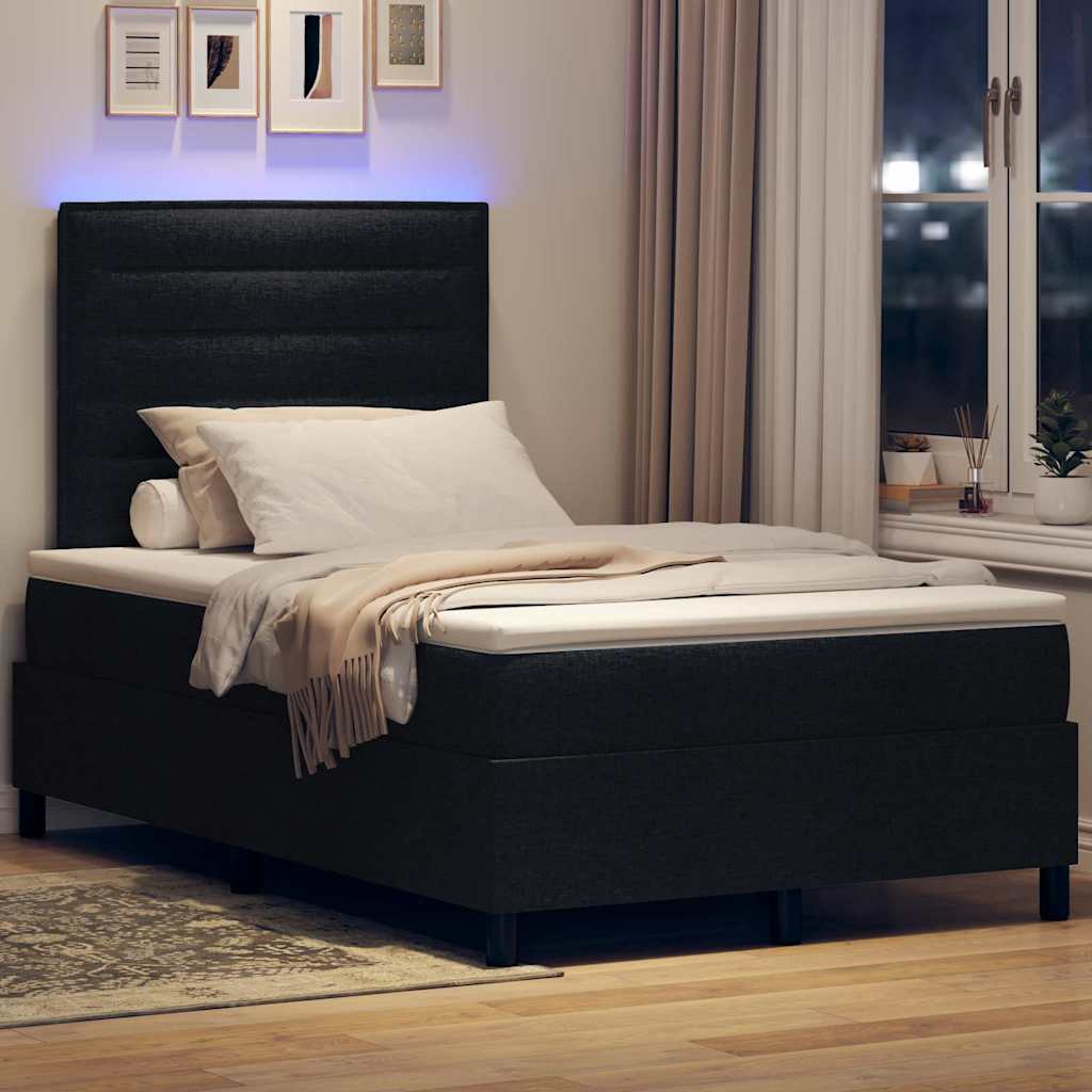 Boxspringbett mit Matratze mit LED Schwarz 120 x 190 cm Stoff