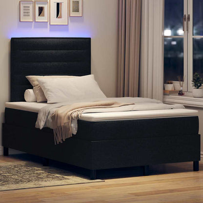 Boxspringbett mit Matratze mit LED Schwarz 120 x 190 cm Stoff