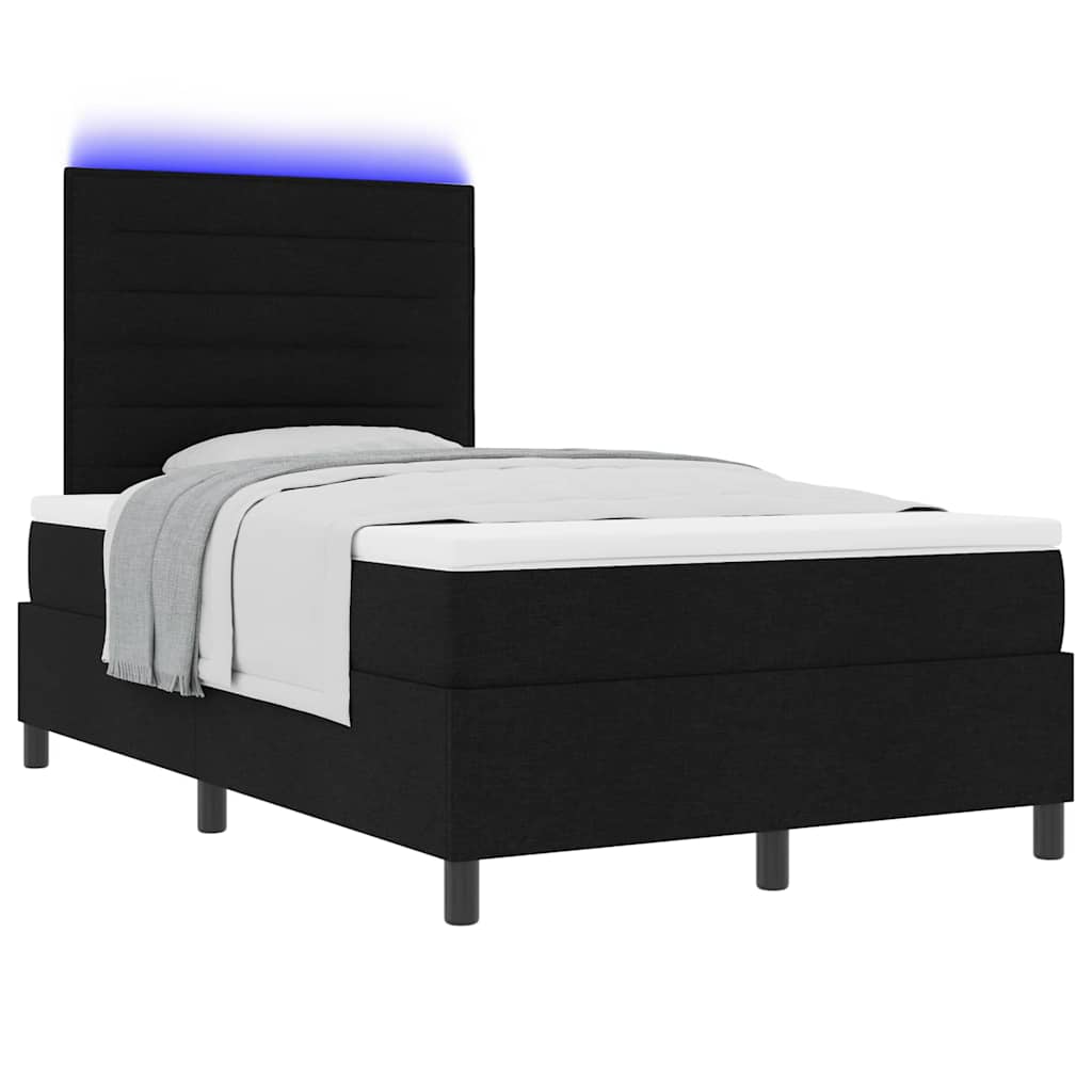 Boxspringbett mit Matratze mit LED Schwarz 120 x 190 cm Stoff