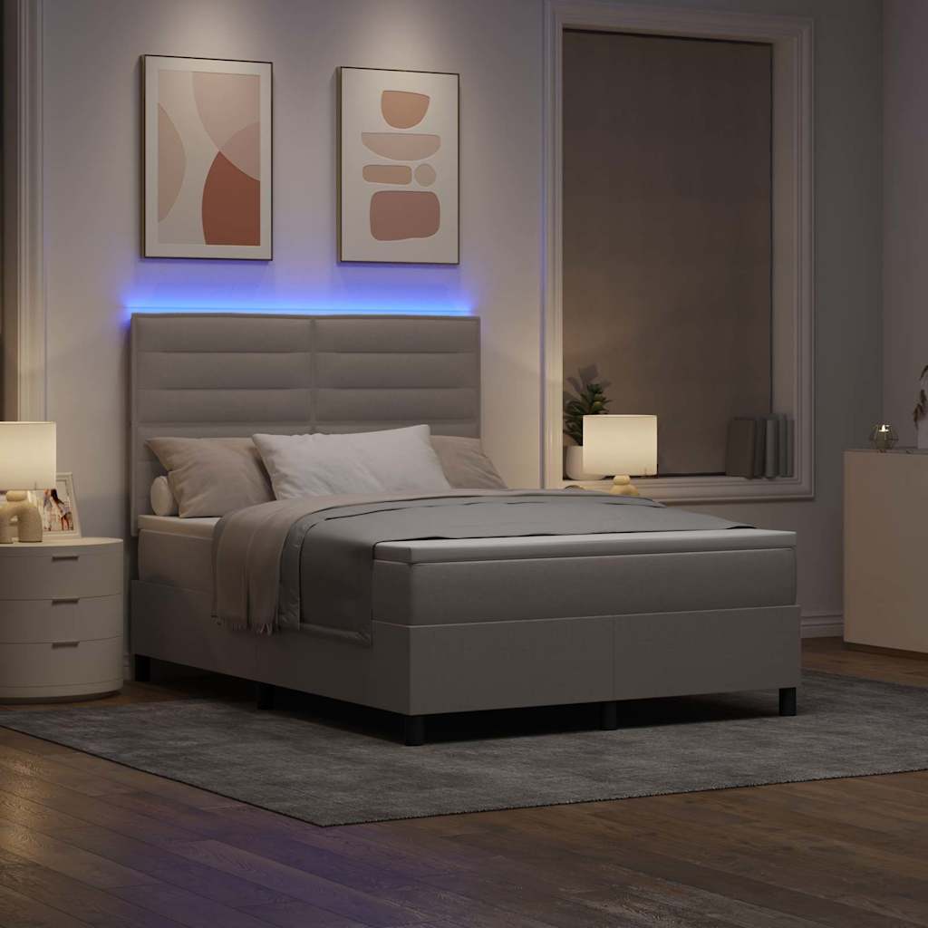 Boxspringbett mit Matratze mit LED Taupe 140 x 190 cm Stoff