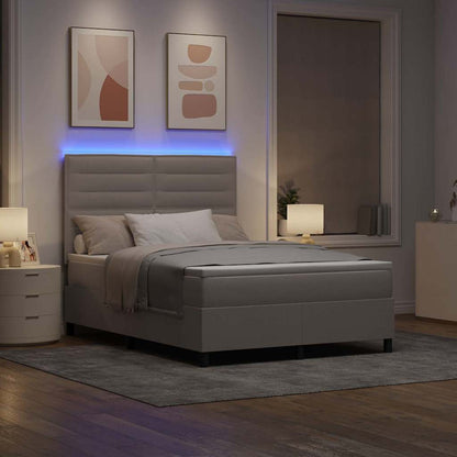 Boxspringbett mit Matratze mit LED Taupe 140 x 190 cm Stoff