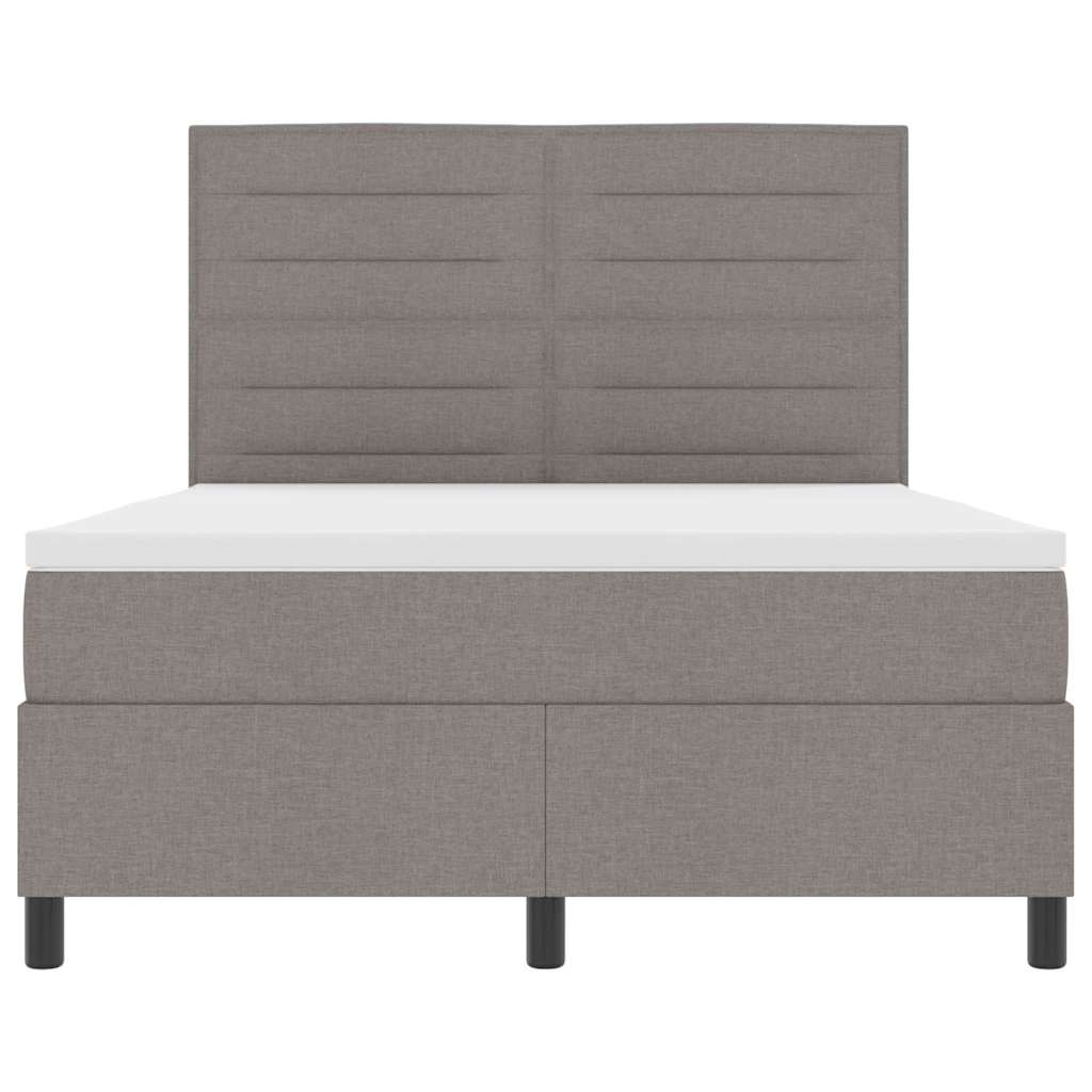 Boxspringbett mit Matratze mit LED Taupe 140 x 190 cm Stoff