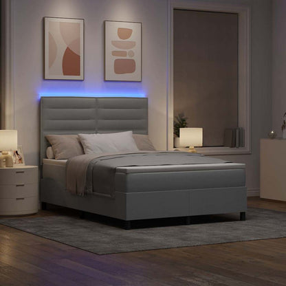 Boxspringbett mit Matratze mit LED Hellgrau 140 x 200 cm Stoff
