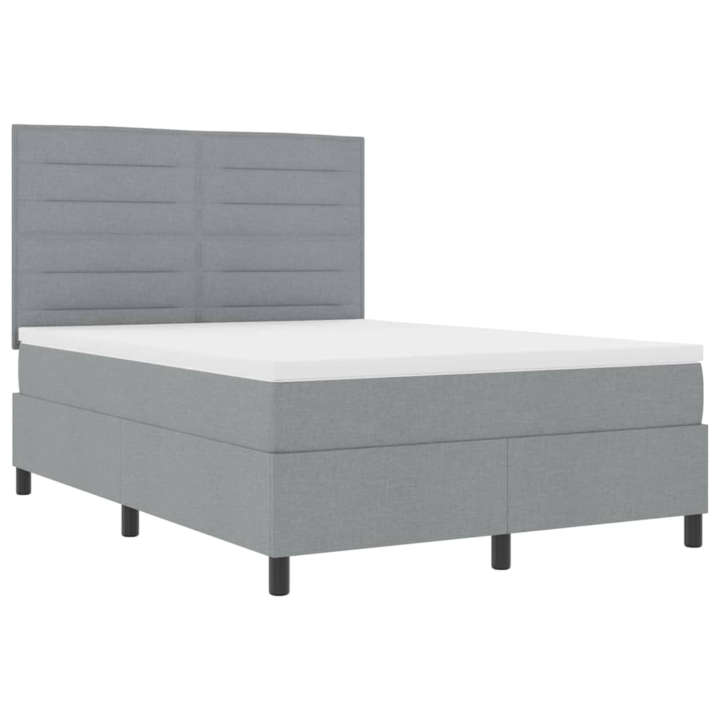 Boxspringbett mit Matratze mit LED Hellgrau 140 x 200 cm Stoff
