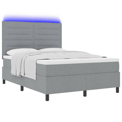 Boxspringbett mit Matratze mit LED Hellgrau 140 x 200 cm Stoff