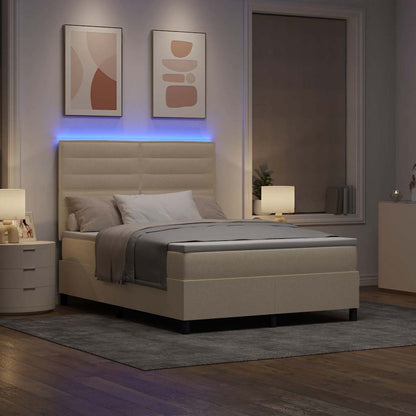 Boxspringbett mit Matratze mit LED Creme 160 x 200 cm Stoff