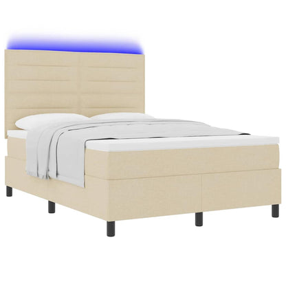 Boxspringbett mit Matratze mit LED Creme 160 x 200 cm Stoff