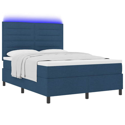 Boxspringbett mit Matratze mit LED Blau 160 x 200 cm Stoff