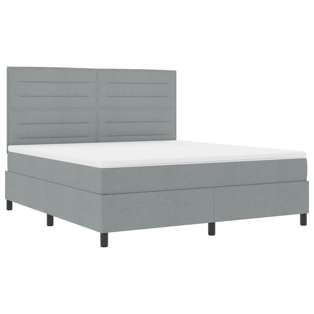 Boxspringbett mit Matratze mit LED Hellgrau 180 x 200 cm Stoff