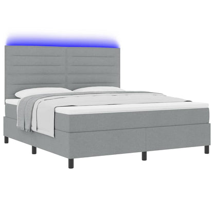 Boxspringbett mit Matratze mit LED Hellgrau 180 x 200 cm Stoff