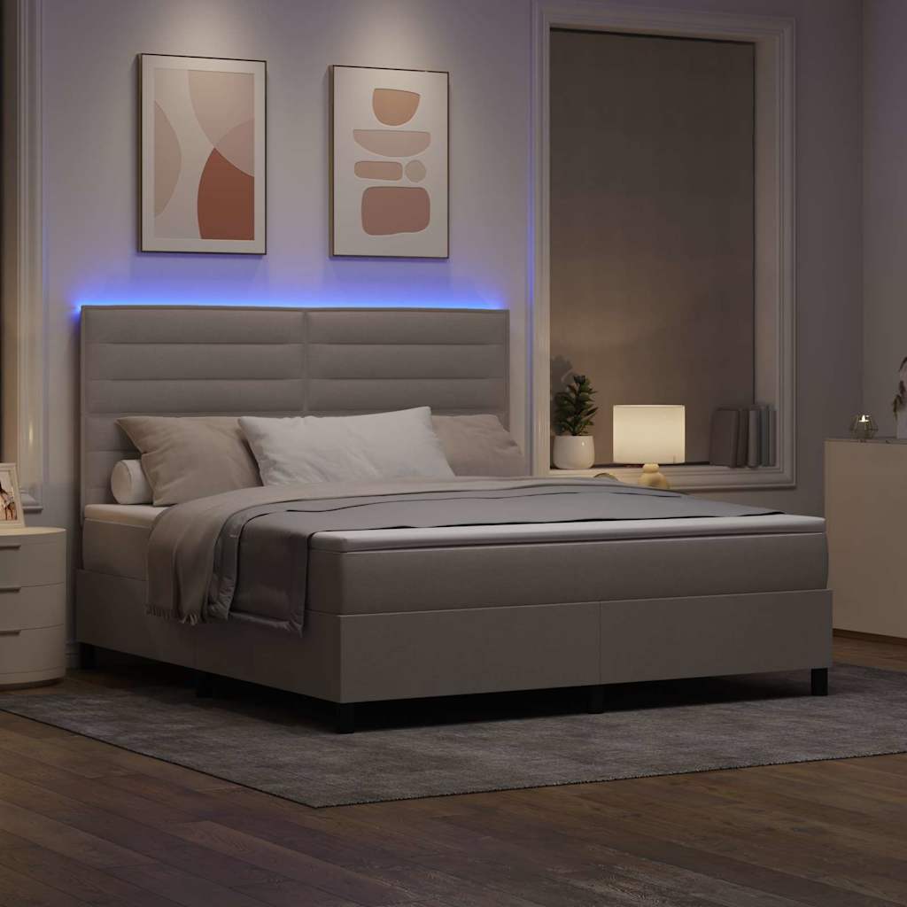 Boxspringbett mit Matratze mit LED Taupe 180 x 200 cm Stoff