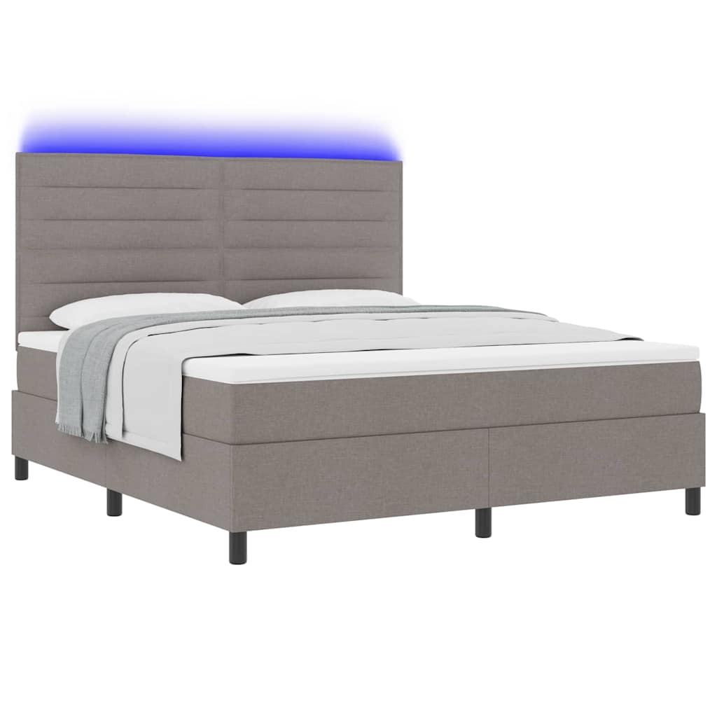 Boxspringbett mit Matratze mit LED Taupe 180 x 200 cm Stoff