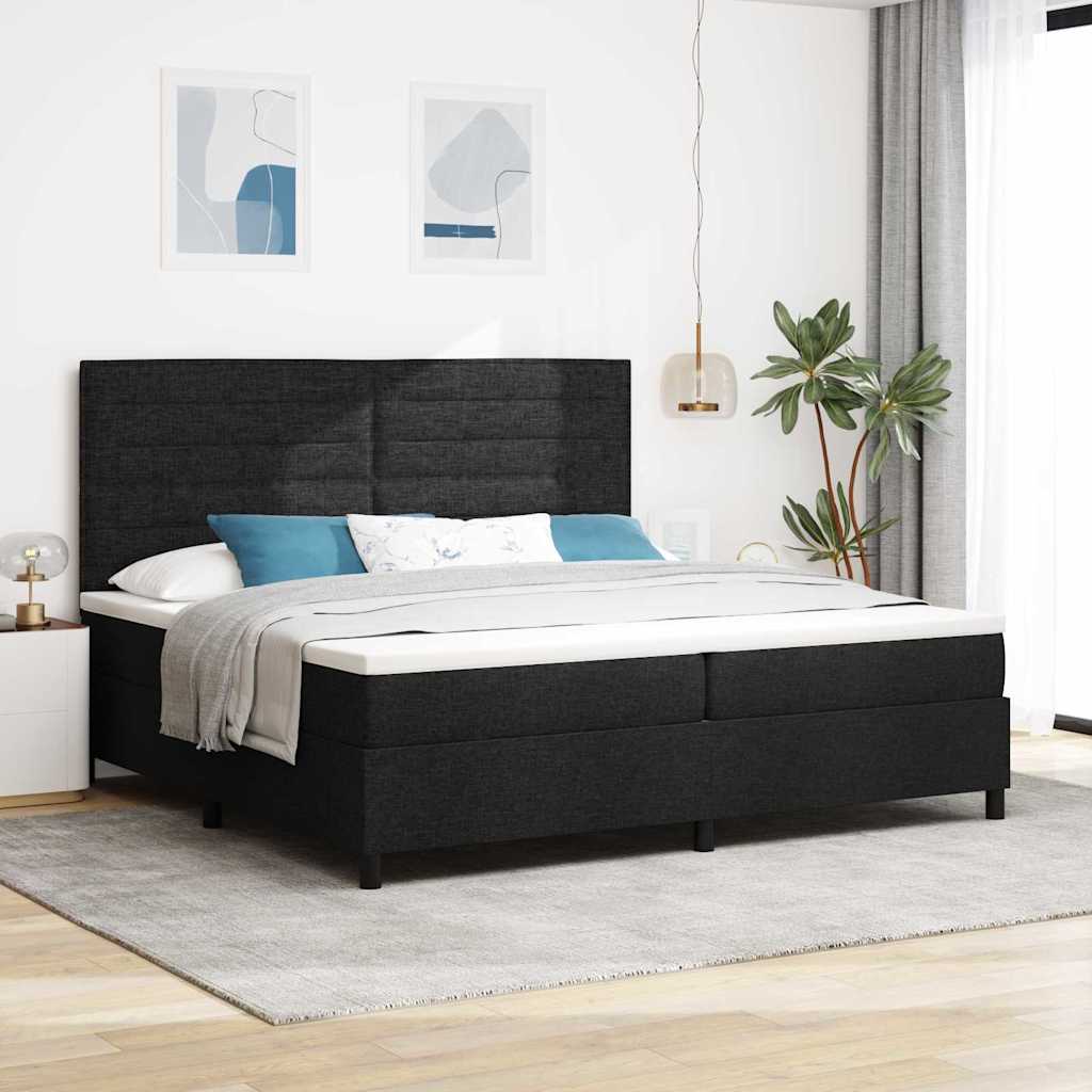 Boxspringbett mit Matratze mit LED Schwarz 200 x 200 cm Stoff