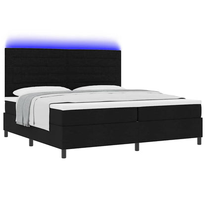 Boxspringbett mit Matratze mit LED Schwarz 200 x 200 cm Stoff