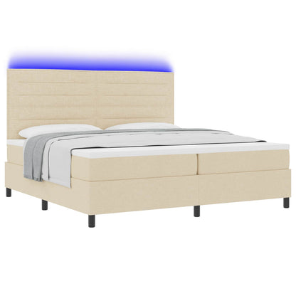 Boxspringbett mit Matratze mit LED Creme 200 x 200 cm Stoff